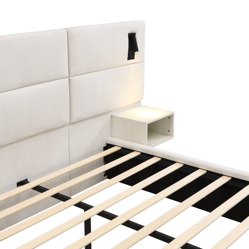 Soft, Comfortable, Luxurious Upholstered Smart Bed with Reading Light,King