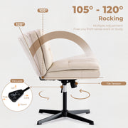 Large Size Armless Home Office Desk Chair Vanity Chair No Wheels - Beige