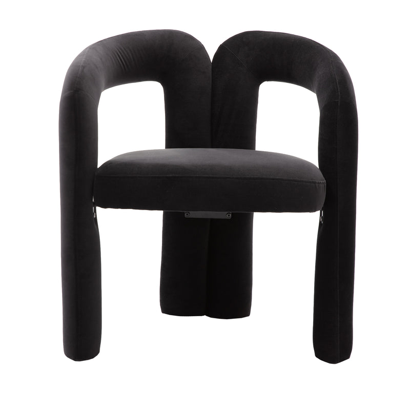 Contemporary Designed Velvet Fabric Upholstered Accent/Dining Chair /Barrel Side Chairs Kitchen Armchair for Living Room set of 2 (Black Velvet)