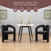 Contemporary Designed Velvet Fabric Upholstered Accent/Dining Chair /Barrel Side Chairs Kitchen Armchair for Living Room set of 2 (Black Velvet)