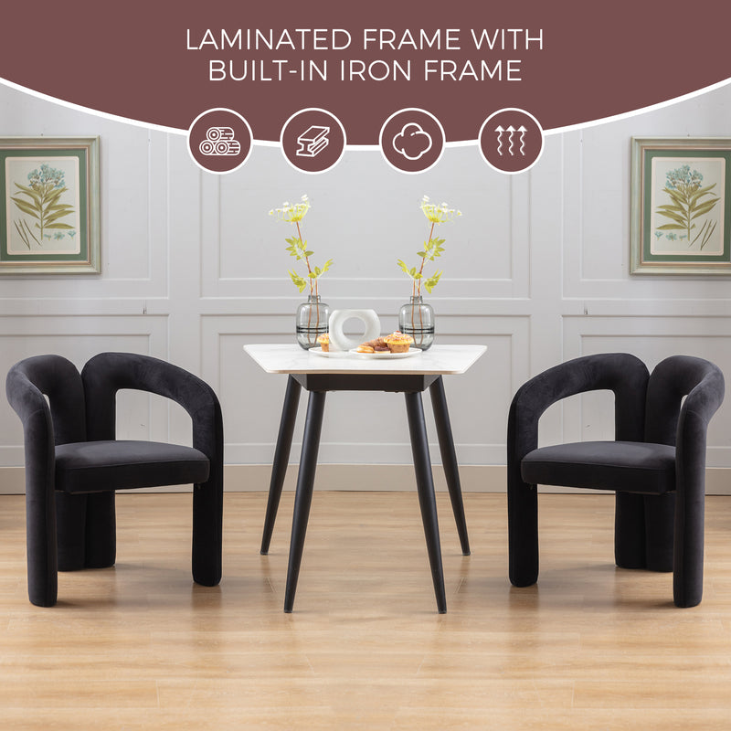 Contemporary Designed Velvet Fabric Upholstered Accent/Dining Chair /Barrel Side Chairs Kitchen Armchair for Living Room set of 2 (Black Velvet)