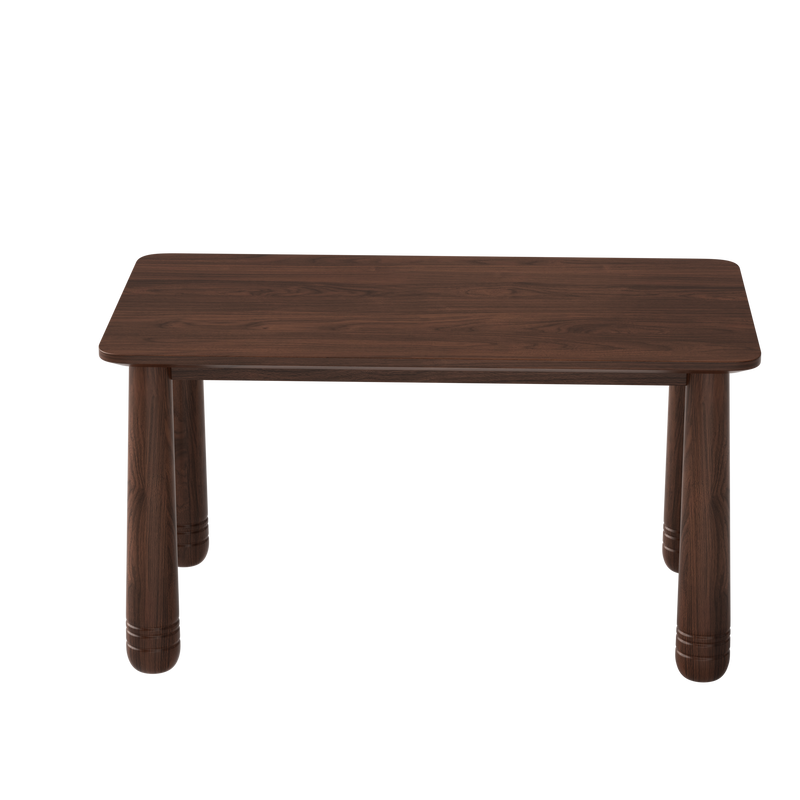 63' Solid Wood Dining Table Set with 4 Upholstered Chairs, Farmhouse Dinner Table Set of 5 Piece with Walnut Finish & Beige Chenille Seats, Heavy-Duty Support up to 1000 lbs, Easy Assembly