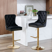 Thick Swivel Barstools Adjusatble Seat Height From 25-33", Modern Upholstered Bar Stools With Backs Comfortable Tufted For Home Pub And Kitchen Island (Set of 2)