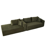 Compression Sectional Couch With Comfy Chaise, Boneless L Shape Sofa With Deep Seat