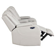BENZ LED & Power Reclining Loveseat Made With Faux Leather in Ice