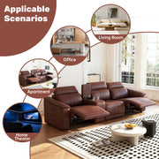 Power Loveseat Recliner Sofa, Reclining Sectional Sofa with Adjustable Headrest & Power Recline, Breathable Leather with Storage Console & USB Ports, Easy Assembly Living Room Furniture Sets