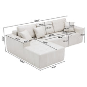 Faux Leather L-Shaped Corner Chaise Sofa Bed with High-Density Sponge, Light Brown, No-Assembly Required for Living Room or Guest Room