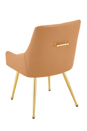 Leather Upholstered Modern Dining Chair with Diamond Tufted Button Back - Dining Room Negotiation Room Cafe Office Accent Chair (Light Brown, Set of 2)