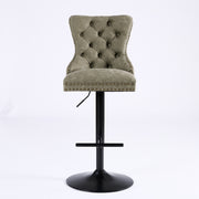 A&A Furniture,Aged and Retro PU Swivel Barstools Adjusatble Seat Height from 26-33 Inch, Modern Bar Stools with Backs Comfortable Tufted for Home Pub and Kitchen Island (Olive Green,Set of 2)