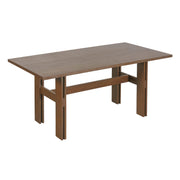 7‑Piece Dining Table Set, 71' Rectangular Rubber Wood Dining Table with 6 Upholstered Arm Chairs, Walnut Wood Frame & Beige Fabric Cushion, for Dining Room Kitchen