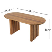 5-Piece Indoor Dining Set with Oval MDF Table and Beige PU Arm Chairs in Walnut Brown Finish