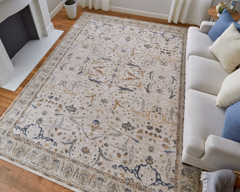 Pasha Transitional Ikat, Ivory/Blue/Red