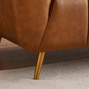 Ava Genuine Italian Leather Sofa with Channel Tufting in Tan, Solid Wood Frame, 85.5 inches for Living Room Bedroom