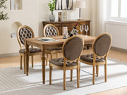French Style Solid Wood Frame Antique Painting, Hand-Pulled Buckle Decoration Artificial Dining Chair With Nailhead Trim, Wood Legs