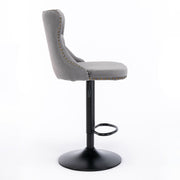 Swivel Barstools Adjusatble Seat Height, Modern Upholstered Bar Stools With Backs Comfortable Tufted For Home Pub And Kitchen Island (Set of 2)