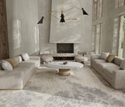 Aura Modern Abstract, Ivory/Silver/Gold