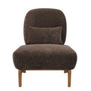 Modern Armless Accent Chair with Curved Wood Base, Linen Upholstered Slipper Chair with Lumbar Pillow, High-Back Lounge Chair for Living Room, Bedroom & Reading Nook,