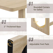7-Piece Dining Table Set for 6, 68 Inch Rectangular Kitchen Table with 6 Upholstered Chairs, Natural Wood Dining Room Furniture Set with Sturdy U-Shaped Frame for Family, Apartment, Dining Room