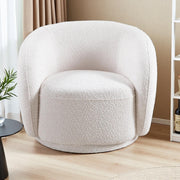 Swivel Accent Chair, Boucle Fabric Upholstered Barrel Chair, Single Sofa Single Armchair for Living Room
