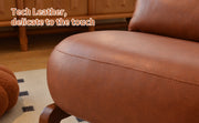 Cute Accent Chair with Solid Wood Legs, Faux Leather Living Room Chair with Soft Cushion, Cozy Bedroom Chair, Comfy Armless Reading Chair for Apartment, Waiting Room, Balcony (Brown)