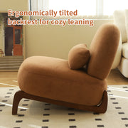 Cute Accent Chair with Solid Wood Legs, Living Room Chair with Soft fabric Cushion, Cozy Bedroom Chair, Comfy Armless Reading Chair for Apartment, Waiting Room, Balcony,Set of 2 (Caramel)