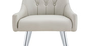 Leather Upholstered Modern Dining Chair with Diamond Tufted Button Back - Dining Room Negotiation Room Cafe Office Accent Chair (Light Gray, Set of 2)