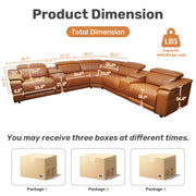Power Recliner Sectional Sofa with Bluetooth Speakers, L-Shaped Living Room Furniture Set with Wireless Charging, LED Lights, Storage Console & Cup Holders, Living Room Furniture