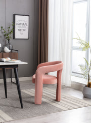 Contemporary Designed Velvet Fabric Upholstered Accent/Dining Chair /Barrel Side Chairs Kitchen Armchair for Living Room set of 2 (Pink Velvet)