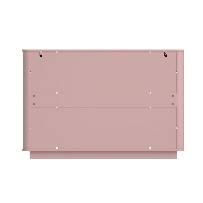 6 Drawer Dresser for Bedroom, 46.5' Wide Modern Large Chest of Drawers with Handle Free & Ripple Design,Wooden Clothes Storage Organizer for Closet, Nursery, Living Room, Apartment,Pink