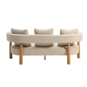 Luxe 76.5 in. Curved 3 Seater Modern Upholstered Boucle Sofa,Sesame