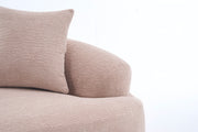 Old Sku: W2231P292607 Compression Loveseat Sofa, Curved Modern Styles Sofa for Small Spaces & Apartments, 30D Chenille No-Assembly,3 Throw Pillows. Warm Beige.