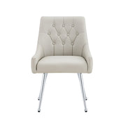 Leather Upholstered Modern Dining Chair with Diamond Tufted Button Back - Dining Room Negotiation Room Cafe Office Accent Chair (Light Gray, Set of 2)
