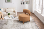 063-Teddy Fabric armless accent chair with curved backrest and solid wooden legs upholstered chair slipper side chair for primary living space bedroom vanity room or reading room ,Khaki