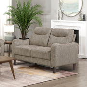 Contemporary 2pc Sofa Set Brown Sofa and Loveseat Chenille Upholstery Foam Comfort Solid Wood Furniture Living Room