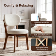 51.2' Solid Wood Extendable Dining Table Set with 6 Upholstered Chairs, 7 Piece Farmhouse Dinner Set with Walnut Finish & Arch Legs, Drop Leaf Converts Oval to Round for Small Spaces, Easy Assembly