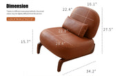 Cute Accent Chair with Solid Wood Legs, Faux Leather Living Room Chair with Soft Cushion, Cozy Bedroom Chair, Comfy Armless Reading Chair for Apartment, Waiting Room, Balcony (Brown)