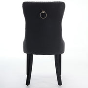 Dining Room Chairs Set of 2,Vintage Sheepskin Texture PU Leather,High Back with Button Tufted & Nailhead Trim,Wood Frame,S-Spring & Resilient Sponge Cushion,Ideal for Kitchen,Charcoal Black,SW1101BK