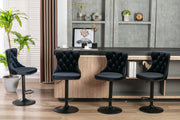 Swivel Barstools Adjusatble Seat Height, Modern Upholstered Bar Stools With Backs Comfortable Tufted For Home Pub And Kitchen Island (Set of 2)
