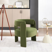 Accent Chair for Living Room, Velvet Comfy Single Sofa Chair Mid-Century Modern Armchair Wooden Legs for Bedroom Office Reading