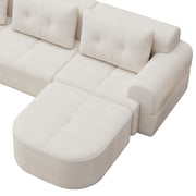 Modular Sectional Sofa Couch with Chaise, Full-Foam Structure, Compression Packaging Design, Woven Texture Upholstery, Oversized Modern Sofa for Living Room