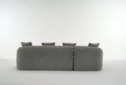 Boneless L-Shape Sectional Sofa with Curved Chaise,Grey Modular Chenille Compression Couch,30D High-Density Foam,Minimalist Modular Couches Sleeper for Living Room Bedroom Apartment Lounge.