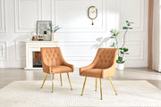 Leather Upholstered Modern Dining Chair with Diamond Tufted Button Back - Dining Room Negotiation Room Cafe Office Accent Chair (Light Brown, Set of 2)