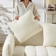 1 Seater + 3 Seater + 3 Seater, Combo Sofa Modern Living Room Sofa, Teddy Sofa, Wooden Frame, 7 Cushions, Apartment Sofa Furniture