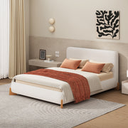 Elegant Boucle Upholstered Bed, A Luxurious and Comfortable Bedroom Centerpiece, Full Size, White