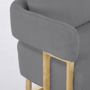 TS Modern Decorative Chair with Gold Metal Legs, Grey Teddy Fleece Upholstered Side Chair for Living Room, Dressing Area, Office, No Wheels, Combo Set