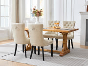 Dining Room Chairs Set of 2,Vintage Sheepskin Texture PU Leather,High Back with Button Tufted & Nailhead Trim,Wood Frame,S-Spring & Resilient Sponge Cushion,Ideal for Kitchen,Beige,SW1101BG