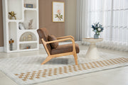 Mid Century Modern Accent Chair with Solid Wood Frame, Upholstered Living Room Chairs with Waist Cushion, Reading Armchair for Bedroom Sunroom