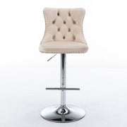 Swivel Barstools Adjusatble Seat Height From 25-33", Modern Upholstered Base Bar Stools With Backs Comfortable Tufted For Home Pub And Kitchen Island (Set of 2)