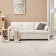 Modern 3 Seater Sofa Chenille Couch Plush Triple Seater Sofa With High Density Foam Cushions, Deep Seat Living Room Couch For Family Room, Apartment & Home Theater - Ivory White