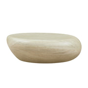 43.31''Fiberglass Elliptical Coffee Table for Living Room Vintage Table,Matte Rocks Table front of the Sofa, Irregular Center Table,No Need Assembly LIGHT YELLOW